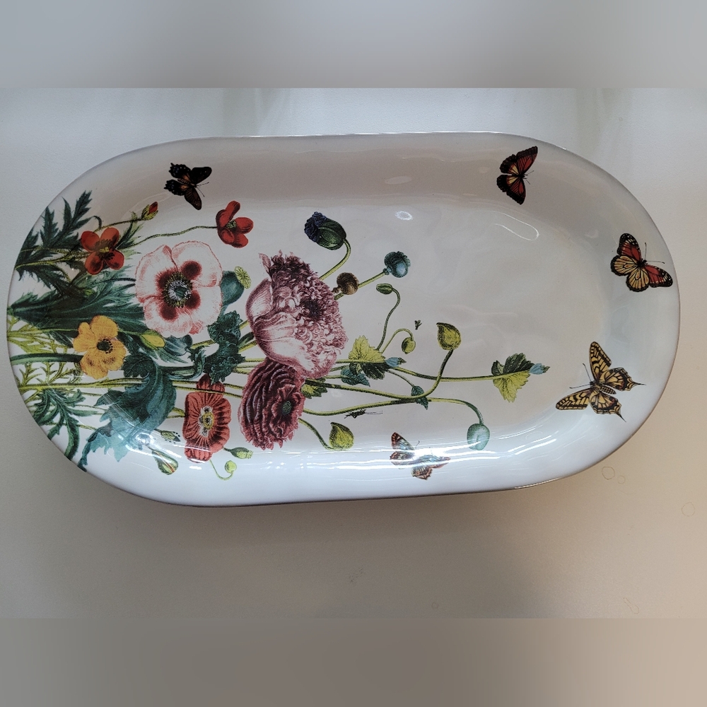 Juliska Ceramic Field of Flowers Poppies Oval Serving Dish